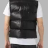 Mens Black Leather Puffer Vest for Sale