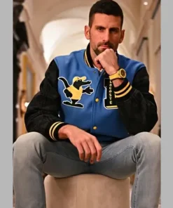 Novak Djokovic Lacoste Blue Varsity Jacket