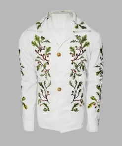 Oliver Quick Saltburn Green Leaf Embroidered Blazer Jacket