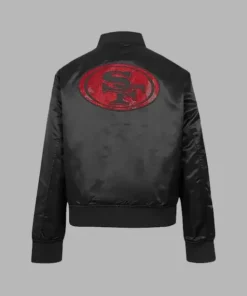 Black Satin San Francisco 49ers Jacket at Lambs Leather