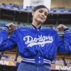 Sofia Carson Dodgers Bomber Satin Jacket