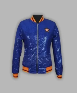 Astros Sequin Bomber Jacket Blue