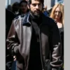 Zayn Malik Off-White Show Brown Leather Jacket