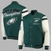 Philadelphia Eagles G-III Sports Victory Full-Snap Midnight Green Varsity Jacket