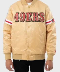 Starter San Francisco 49ers Gold Striped Bomber Jacket