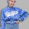 Sofia Carson Dodgers Blue Satin Jacket