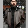 2024 Zayn Malik Off-White Show Brown Leather Jacket