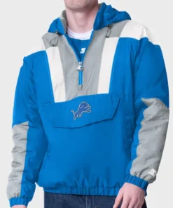 Detroit Lions Half-Zip Pullover Hoodie Jacket