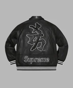 Supreme NY Yankees Black Bomber Leather Jacket