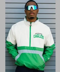 Philadelphia Eagles Green and White Jacket for Unisex