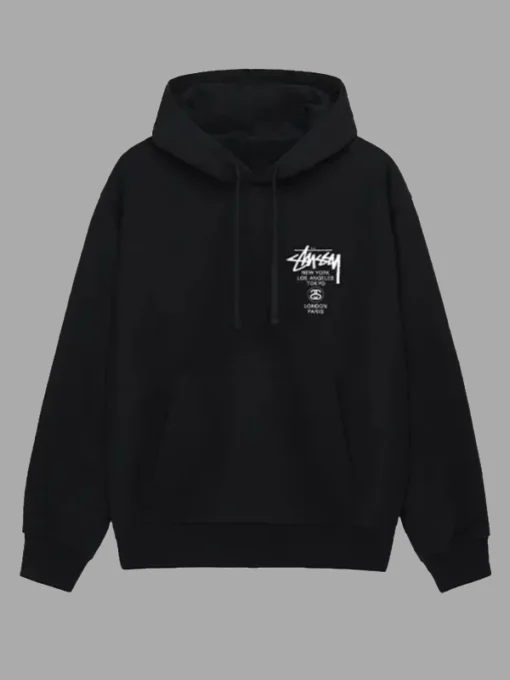 Black Stussy World Tour Hoodie