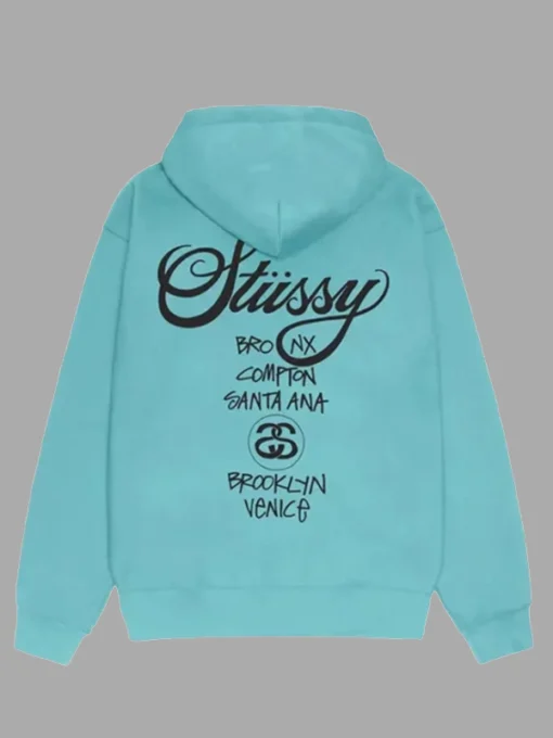 Blue Stussy World Tour Hoodie