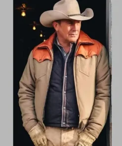 Yellowstone John Dutton Orange & Beige Cotton Jacket